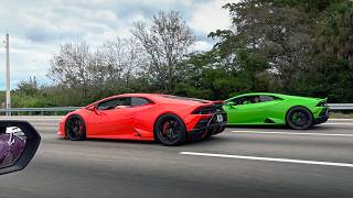 SUPERCARS BLASTING to Supercar Saturdays Florida - Huracan STO, Aventador SVJ, McLaren 720S