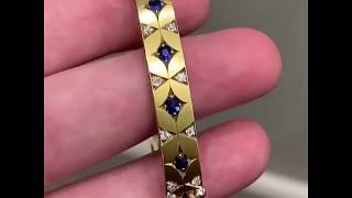 Antique Victorian sapphire and diamond bangle in 18-carat yellow gold, from about 1890