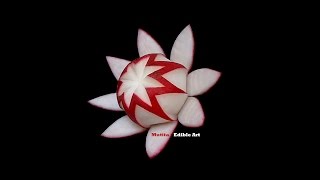 Simple Red Radish Waratah Flower Design - Lesson 21 By Mutita Art Of Fruit And Veg Carving