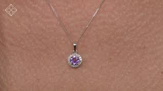 0.33ct Amethyst and Diamond Stellato Necklace in 9K White Gold - G4122