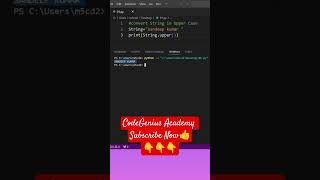 Convert String in Uppercase and Lowercase in Python #python #pythonprogramming #pythontutorial