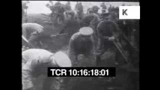 Soldiers digging trenches in WWI