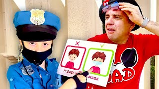 Nastya plays a police officer and asks her dad to wear a mask