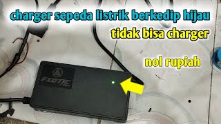 servis charger sepeda listrik lampu indikator berkedip warna hijau