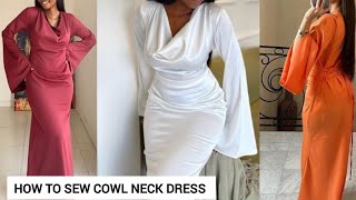 How To Cut and Sew Stylish A- Line Dress With COWL NECK And Snatched Waist Line