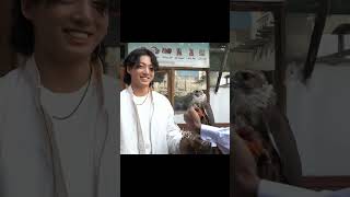 Jungkook is so happy to hold a falcon 😽