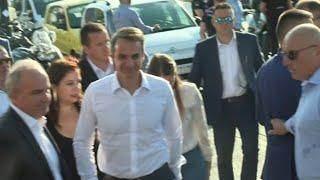 Election favourite Mitsotakis arrives at party headquarters | AFP