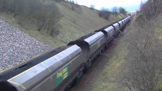 Freightliner class 66507 struggling with a heavy coal load on the S\u0026C working 6E31