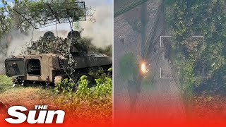 Russian self-propelled howitzers blast Ukrainian artillery units