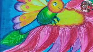BUTTERFLY ON FLOWER DRAWING | BUTTERFLY ON FLOWER COLOURING | BUTTERFLY DRAWING | KIDS ART