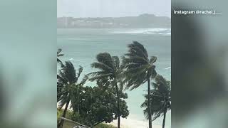 Typhoon hits Guam with fierce winds, rains