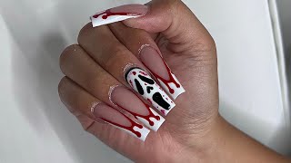 BEGINNER GHOSTFACE TUTORIAL | HALLOWEEN NAILS | KAYSKLAWSS