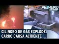 Flagras: cilindro de gás de automóvel explode e carro capota em rua | Primeiro Impacto (19/12/22)