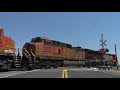 BNSF 7379 Leads A SB Stack Train Through Avena Rd Crossing Escalon, CA