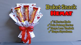 Membuat Buket Snack Hemat Dari Setengah Kertas Kado | Tutorial Buket Snack Low Budget