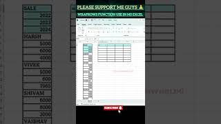 How to  use WRAP ROWS FUNCTION  IN MS EXCEL #shorts #tutorial #youtubeshorts  #spreadsheets #viral