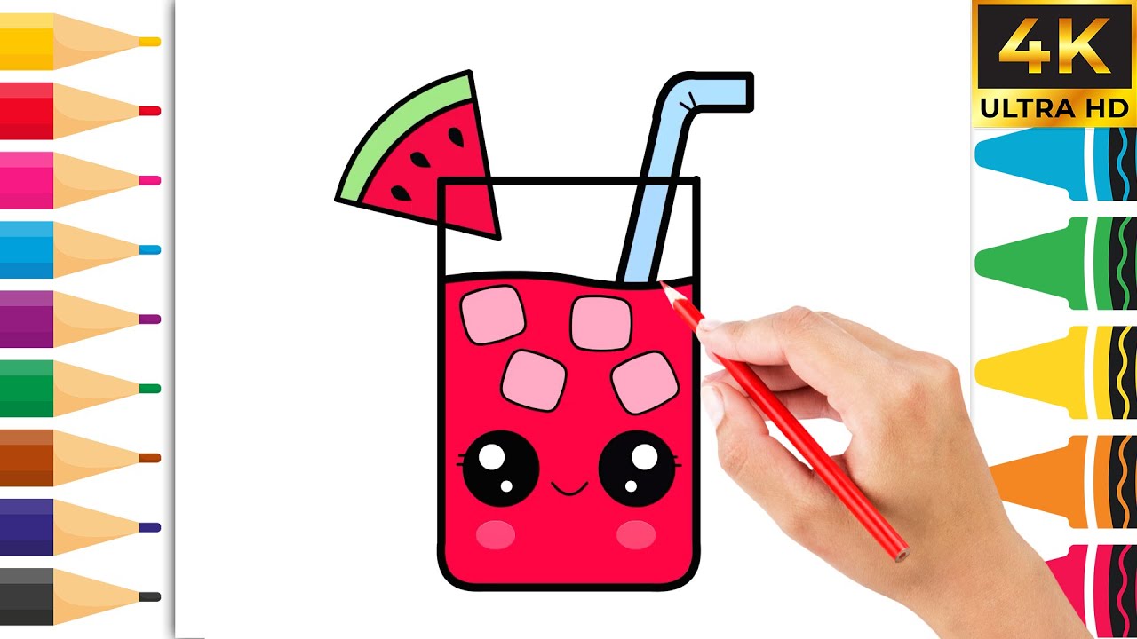 How To Draw Watermelon Juice Easy ёянй Cute Drawing And Coloring For
