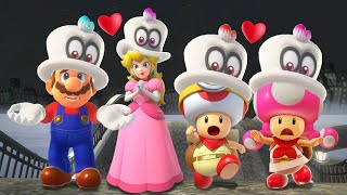 Super Mario Odyssey - Mario vs Peach vs Captain Toad vs Toadette (Lovers Comparison)