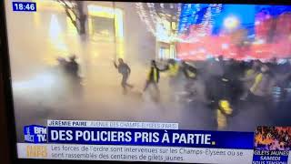 Paris au Soir du 22.12.18. Champs-Elysées perturbés