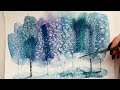 beautiful snow painting with some simple techniques. watercolor painting