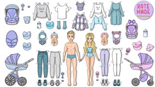 Winter wardrobe for paper dolls family | Tutorial