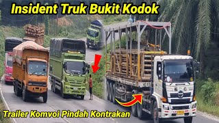 Trailer Komvoi Pindah Kontrakan !! Insiden Bus \u0026 Truk Hino Kcengklak Mundur Di Bukit kodok