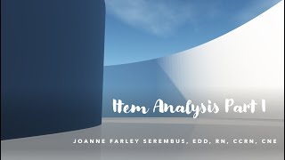 Item Analysis Part I