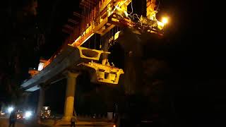 Launching girder segment lifting