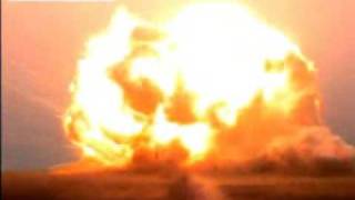 Giant fireworks explosion, 20' shipping container.