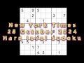 Sudoku solution – New York Times 28 October 2024 Hard level