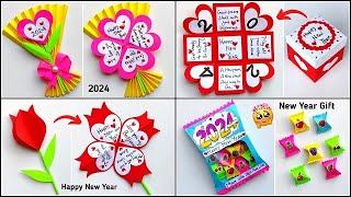 DIY Top 4 Happy New Year greeting cards 2024 / Greeting card for new year / New year gift ideas