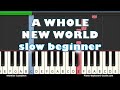 A Whole New World - Aladdin (Slow Easy Piano Tutorial)