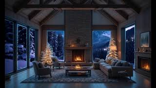 loft living room cabin winter vibe with jazz relaxing music