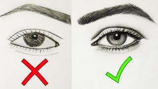 نصائح في تعليم الرسم - الطريقة الصحيحة لرسم العين خطوة بخطوة للمبتدئين