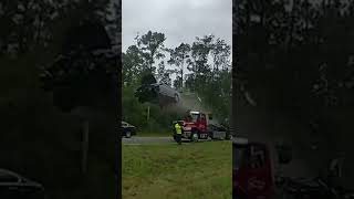 Incredible Survival: Georgia Motorist Soars Through the Air After Ramp Jump on Tow Truck #shorts