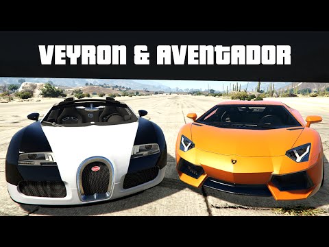 BUGATTI VEYRON & LAMBORGHINI AVENTADOR (Realistic Top Speeds) | GTA 5 Real Car Mods BUGATTI VEYRON & LAMBORGHINI AVENTADOR (Realistic Top Speeds) | GTA 5 Real Car Mods