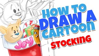 How to draw a cute cartoon Christmas stocking step by step. learn drawing with a pencil.
