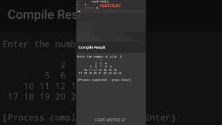 Best C++ pattern program tutorial video || 💯🧠 #youtubeshorts #coding#codewriter07