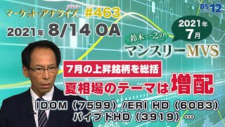 鈴木一之のマンスリーMVS（2021年8月14日放送「マーケット・アナライズ plus+」）