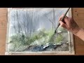 use salt paint an atmospheric loose misty forest watercolor landscape painting watercolour tutorial