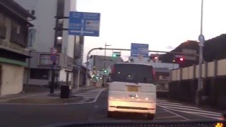 自転車動画　追い越し→割り込み→左折のDQN-R(ワゴンR)