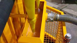 Testing action of hydrocyclones and dirty tank agitation