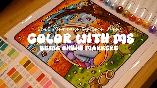 Color with me (ASMR) 🍓🍁 'Girl Moments' by Coco Wyo using Ohuhu markers 🌱✏️ #adultcoloring #asmr