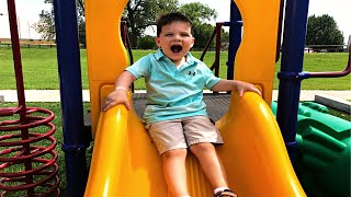 BEST PLAYGROUND PARK EVER! Caleb Plays at The Fun Outdoor Playground and Splash Pad for Kids!