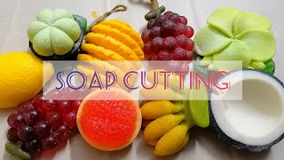 Asmr fruit chat || soft soaps || glycerin soap cutting || satisfying.