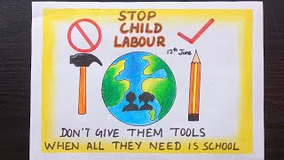 Stop Child Labour Poster Drawing/ World Day Against Child Labour Drawing