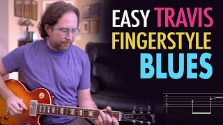 Easy Travis Fingerstyle Blues - Introduction to travis style - Chet Atkins guitar lesson