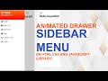 animated drawer sidebar menu using html css and javascript. #sidebar #html #css #drawer