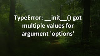 TypeError: __init__() got multiple values for argument 'options'