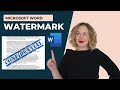 How To Add A Watermark In MS Word